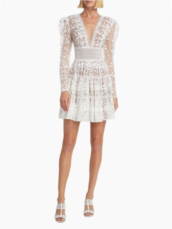 BRONX AND BANCO Megan Lace Long Sleeve Mini Dress | White | NWT - Picture 16 of 16